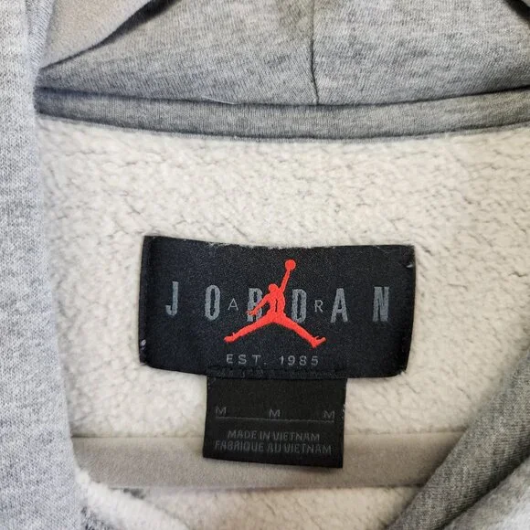 Jordan Hoodie Mens M Gray Flight Air Essentials Fleece Pullover Jumpman - Picture 7 of 14